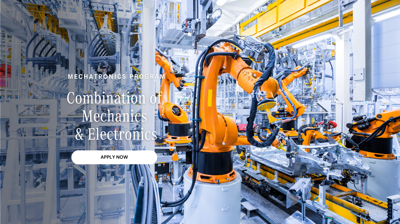 Image of Mercedes factory. Mechatronics Program. Combination of Mechanics and Electronics