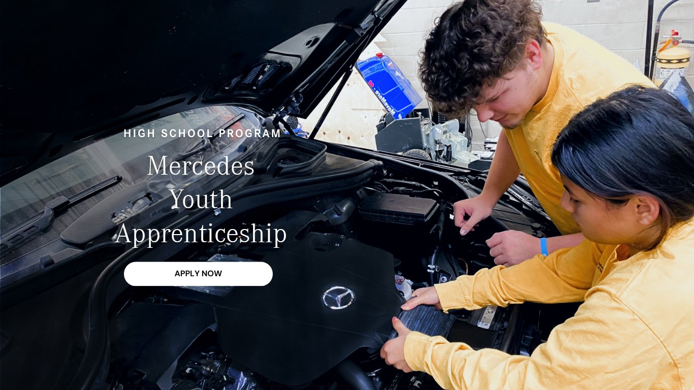 Apprentice working on Mercedes car